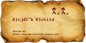 Kirják Klotild névjegykártya